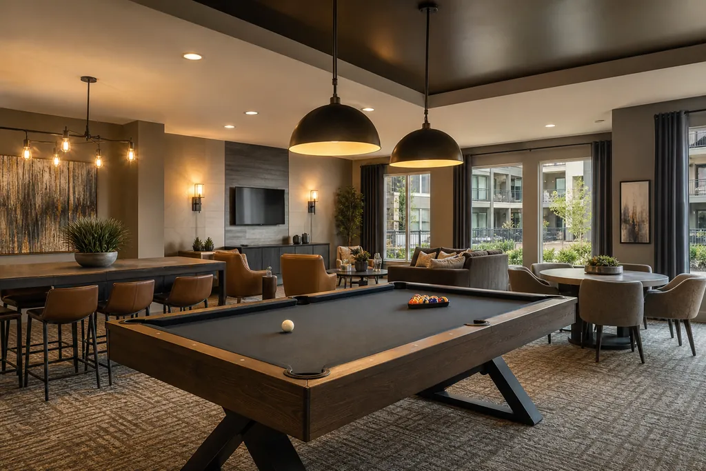 Shared amenity space in a multifamily apartment community